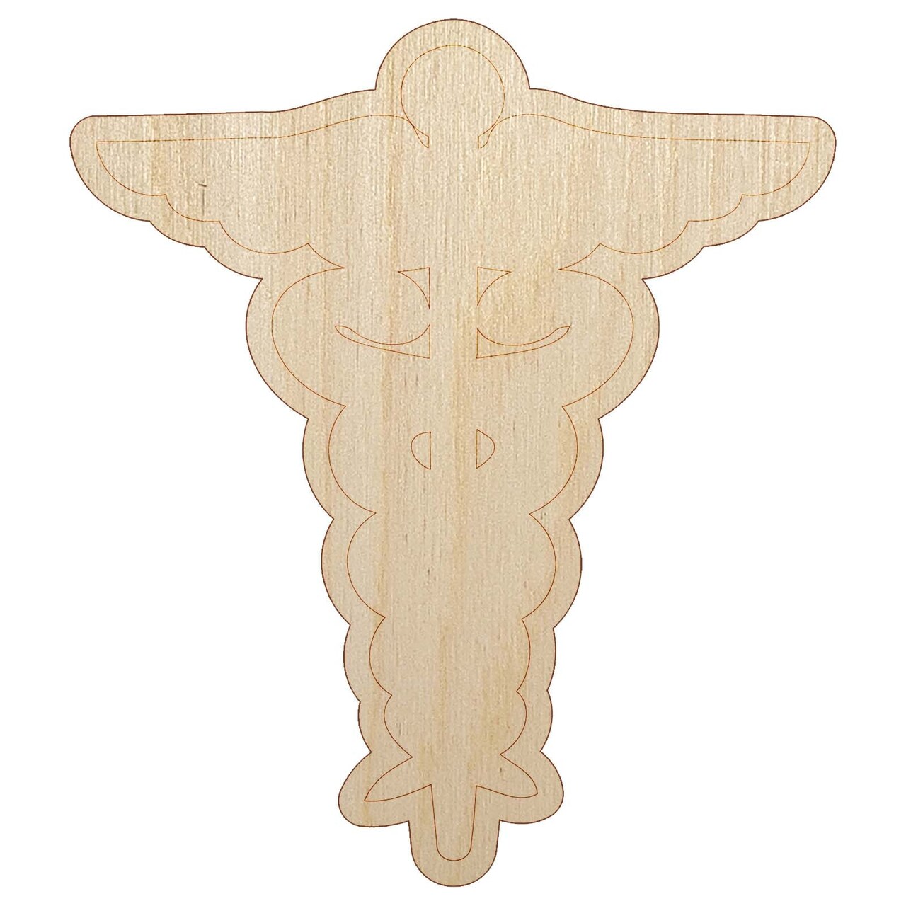 Staff of Hermes Silhouette Caduceus Medical Symbol Unfinished Wood Shape Piece Cutout for DIY Craft Projects